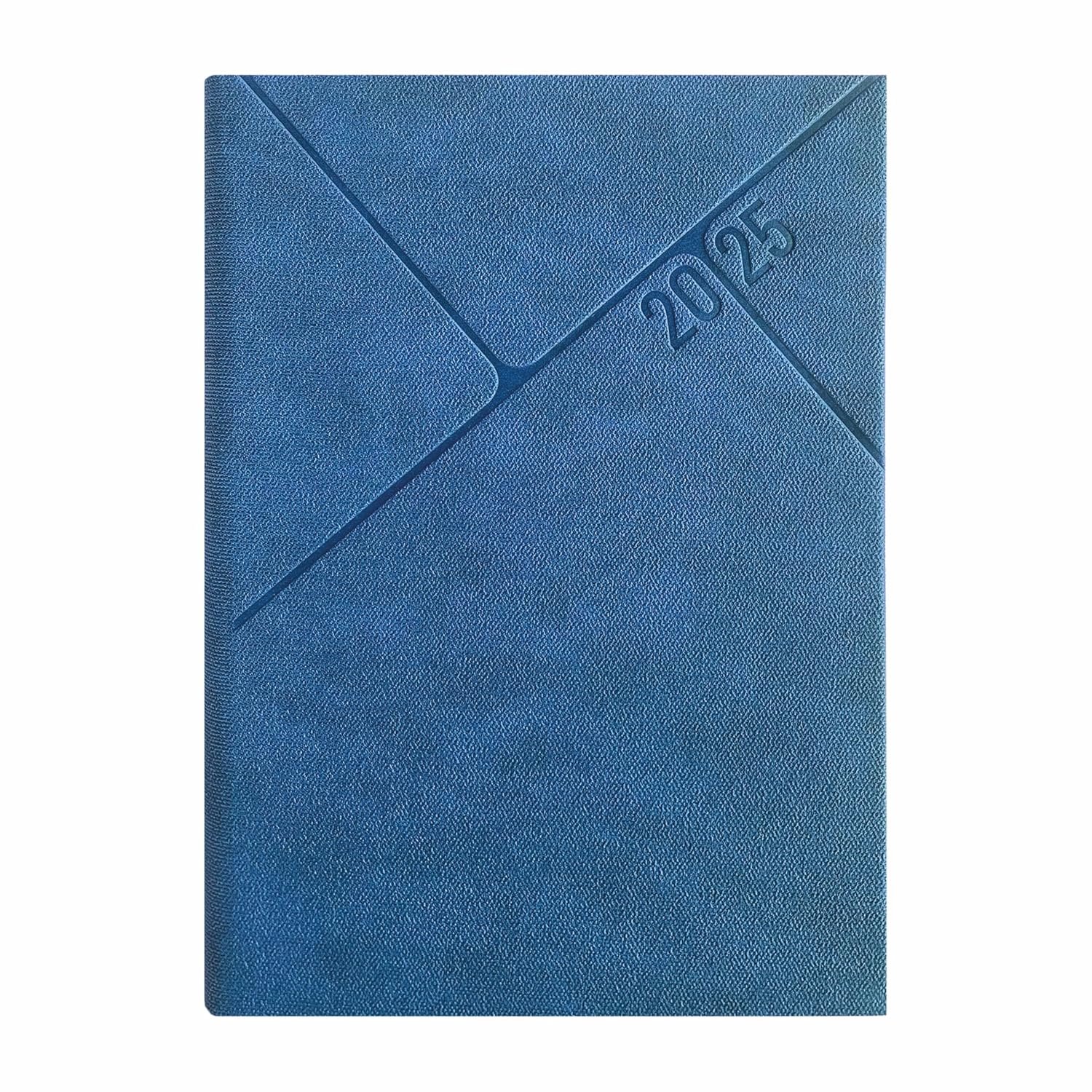 Anupam Fine 2025 Diary with Dates, 2025 Daily Planner Full Page Per Day with Monthly Calendar, New Year Diary 2025 80 GSM Size B5 25x17cm 365 Days Canvas Textured Pu Cover Daily Diary - Blue